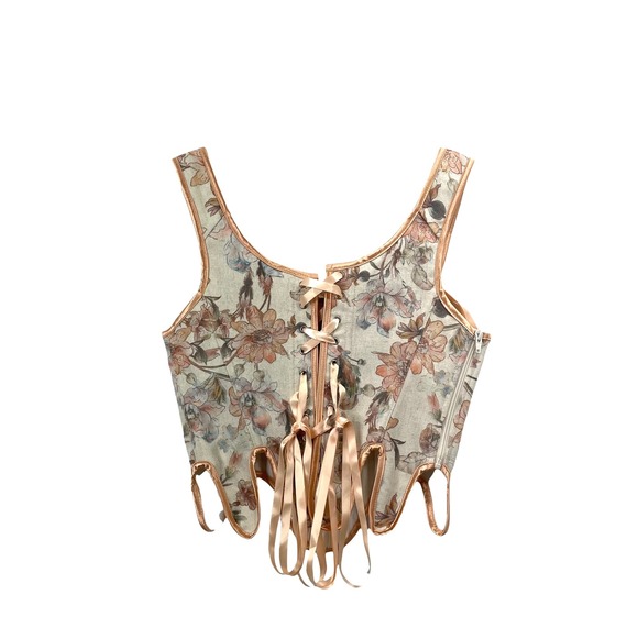 NEW Scarlet Darkness Victorian Cottagecore Corset Vest Sz 6 floral bridgerton - Picture 7 of 10